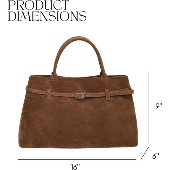 Luxury Faux Suede Tote Bag with Magnetic Closure - Effortless Elegance for Women - Picture 8 of 8